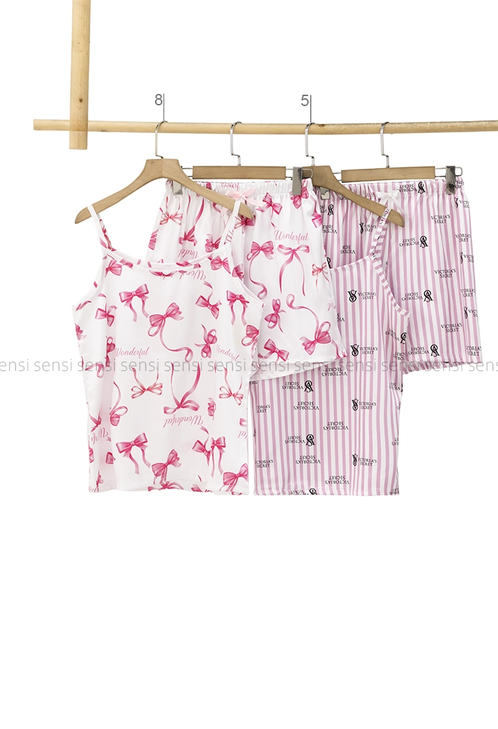 ست تاپ و شلوارک ساتن طرح دار کد1005472